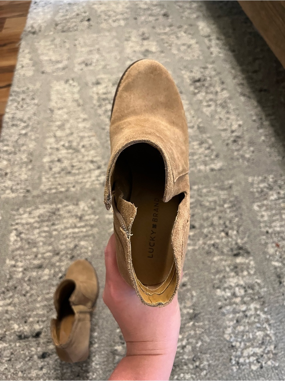 Lucky Brand Tan Suede Wedge Ankle Booties - Picture 5 of 8